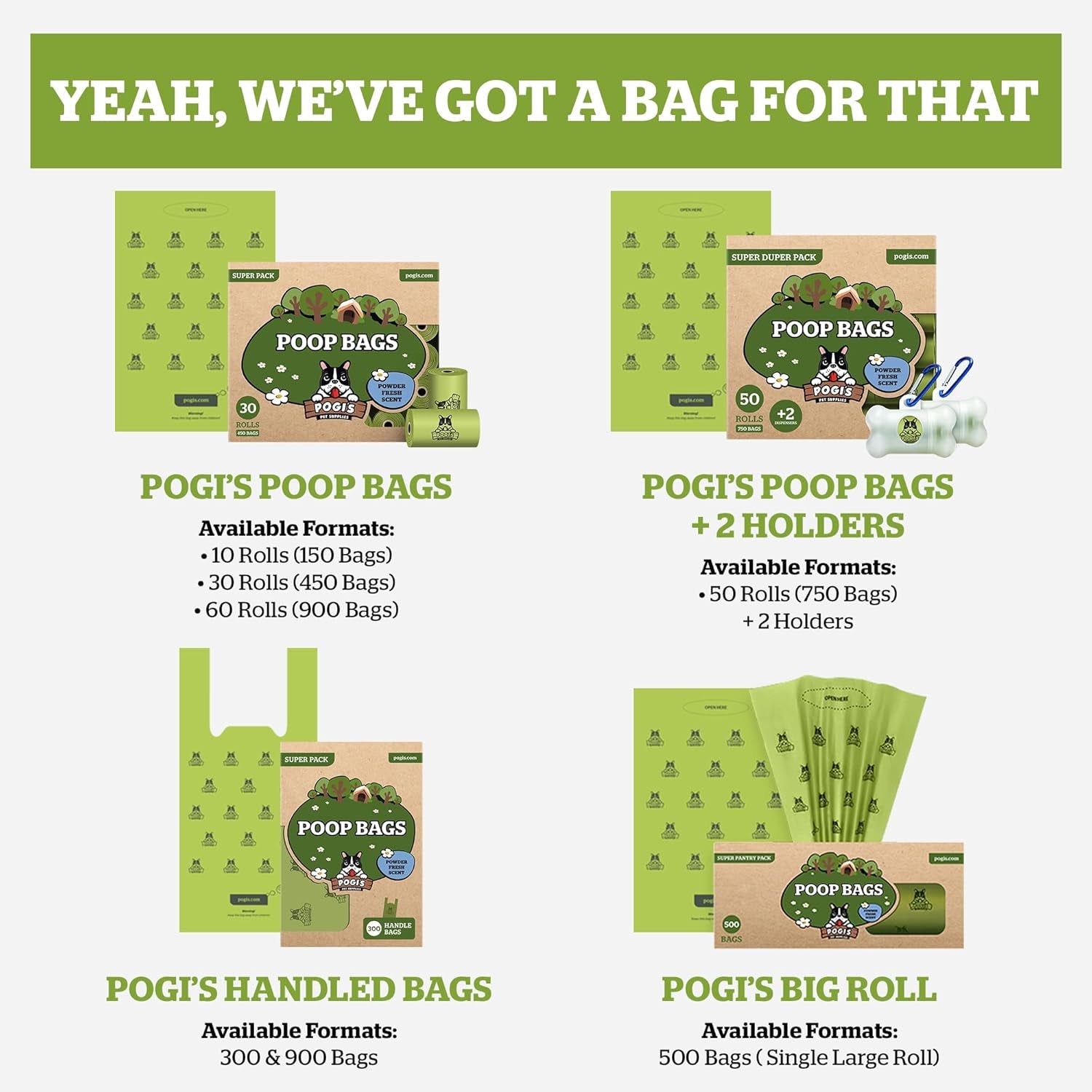 Pogi's Premium Leak-Proof Dog Waste Bags - Extra Thick, Fresh Scent, 150-Count (10 Rolls)