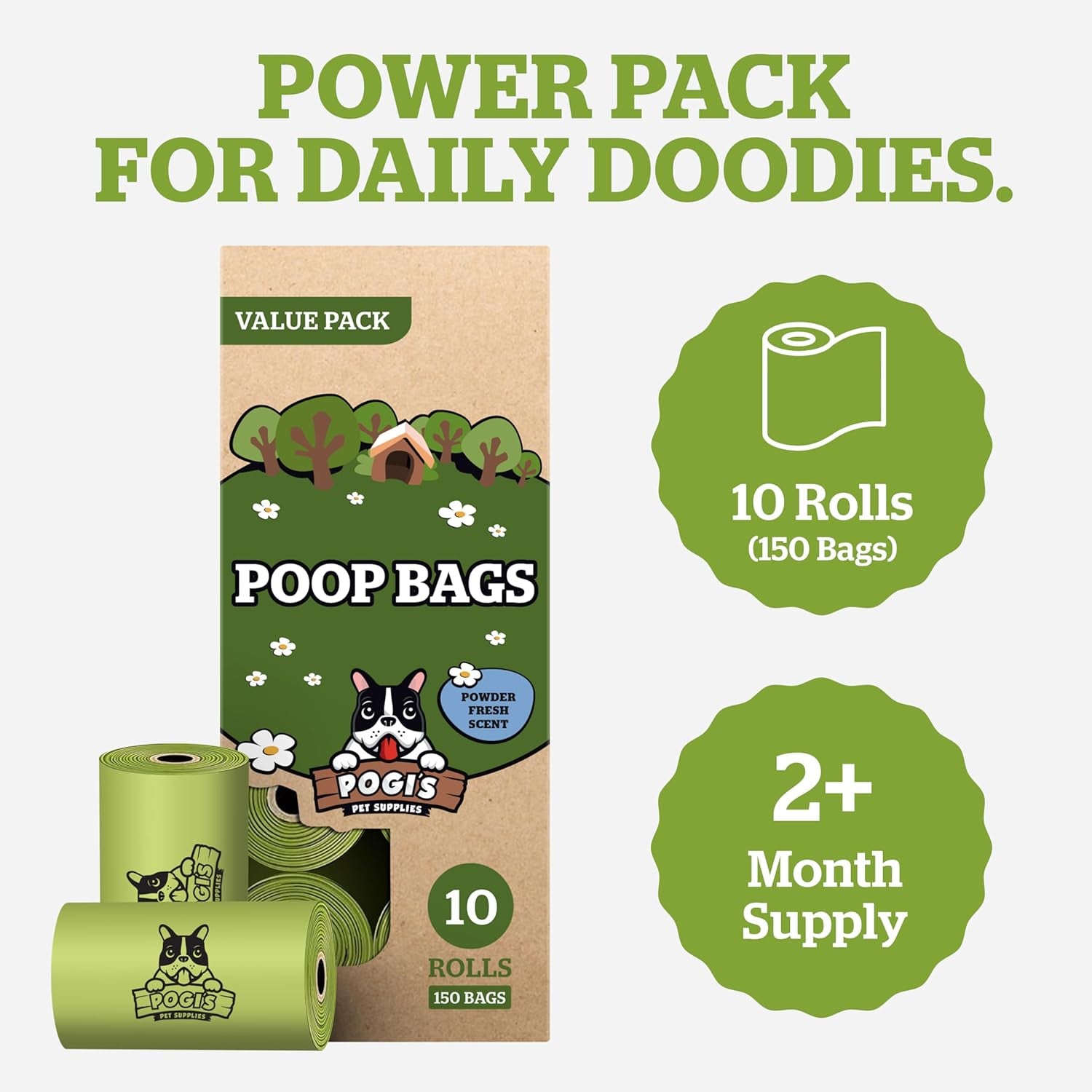 Pogi's Premium Leak-Proof Dog Waste Bags - Extra Thick, Fresh Scent, 150-Count (10 Rolls)