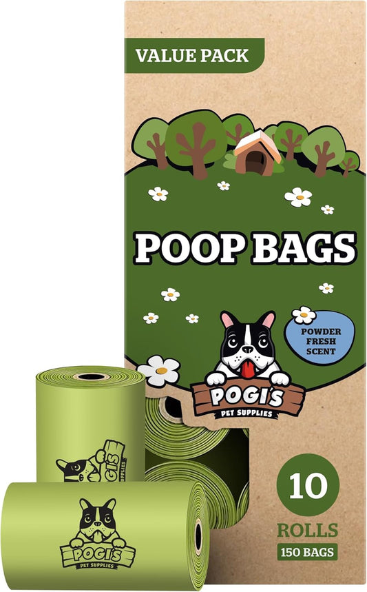 Pogi's Premium Leak-Proof Dog Waste Bags - Extra Thick, Fresh Scent, 150-Count (10 Rolls)