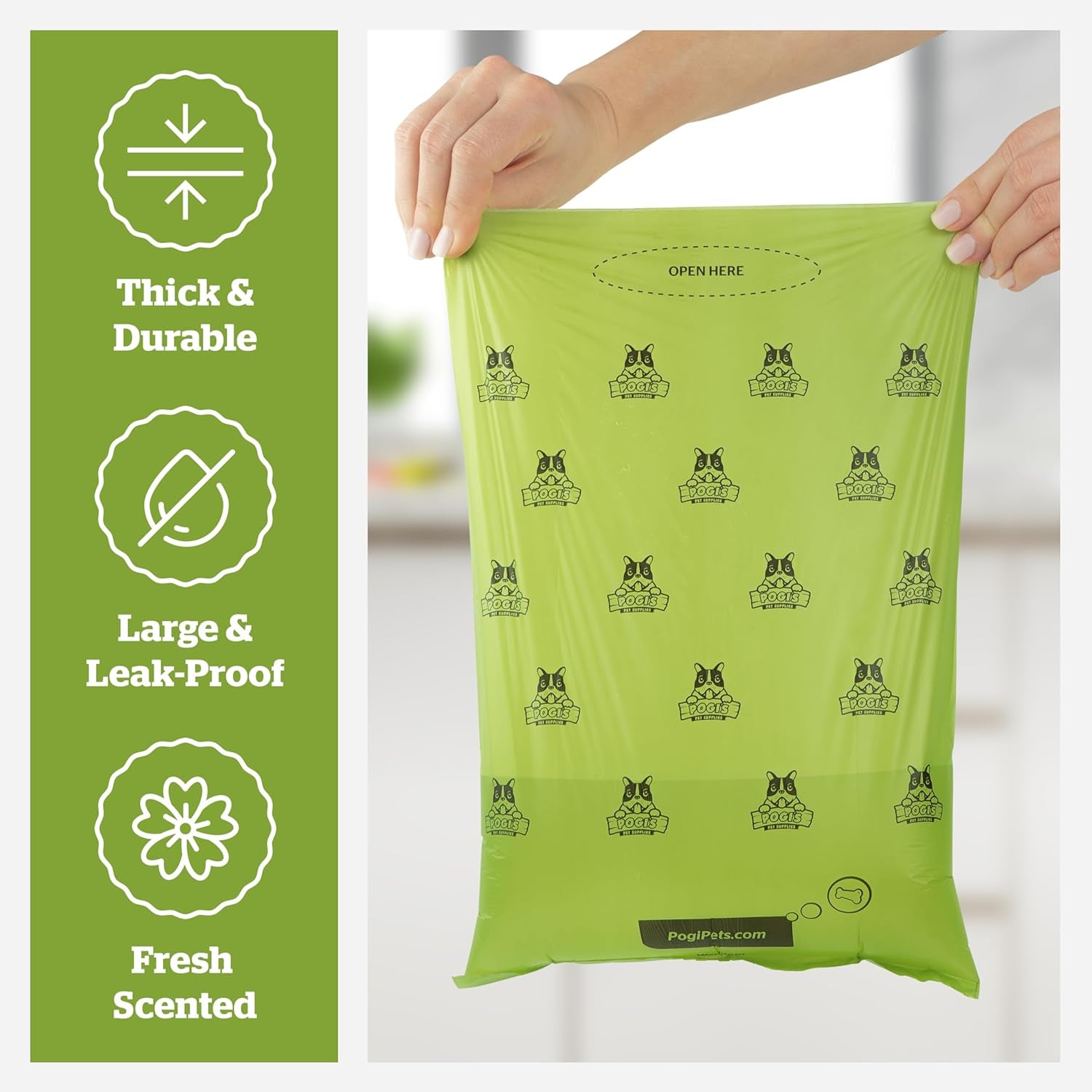 Pogi's Premium Leak-Proof Dog Waste Bags - Extra Thick, Fresh Scent, 150-Count (10 Rolls)